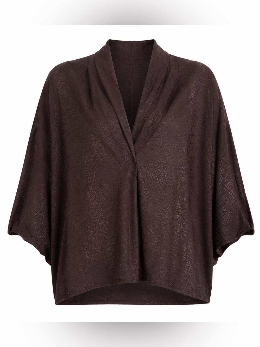 Ramy Brook Black Textured Batwing Dolman Top Luxe Cupro Blend One Size
